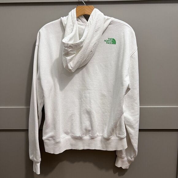 the North Face Hoodie Sweatshirt Women Sz. XS White Green Logo Cotton Pockets - Picture 4 of 14